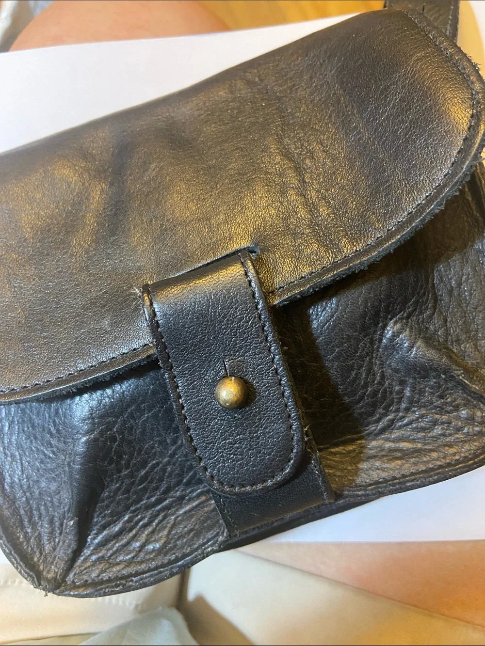 Eileen Fisher Crossbody Black Leather Mini Handbag Purse Adjustable Strap